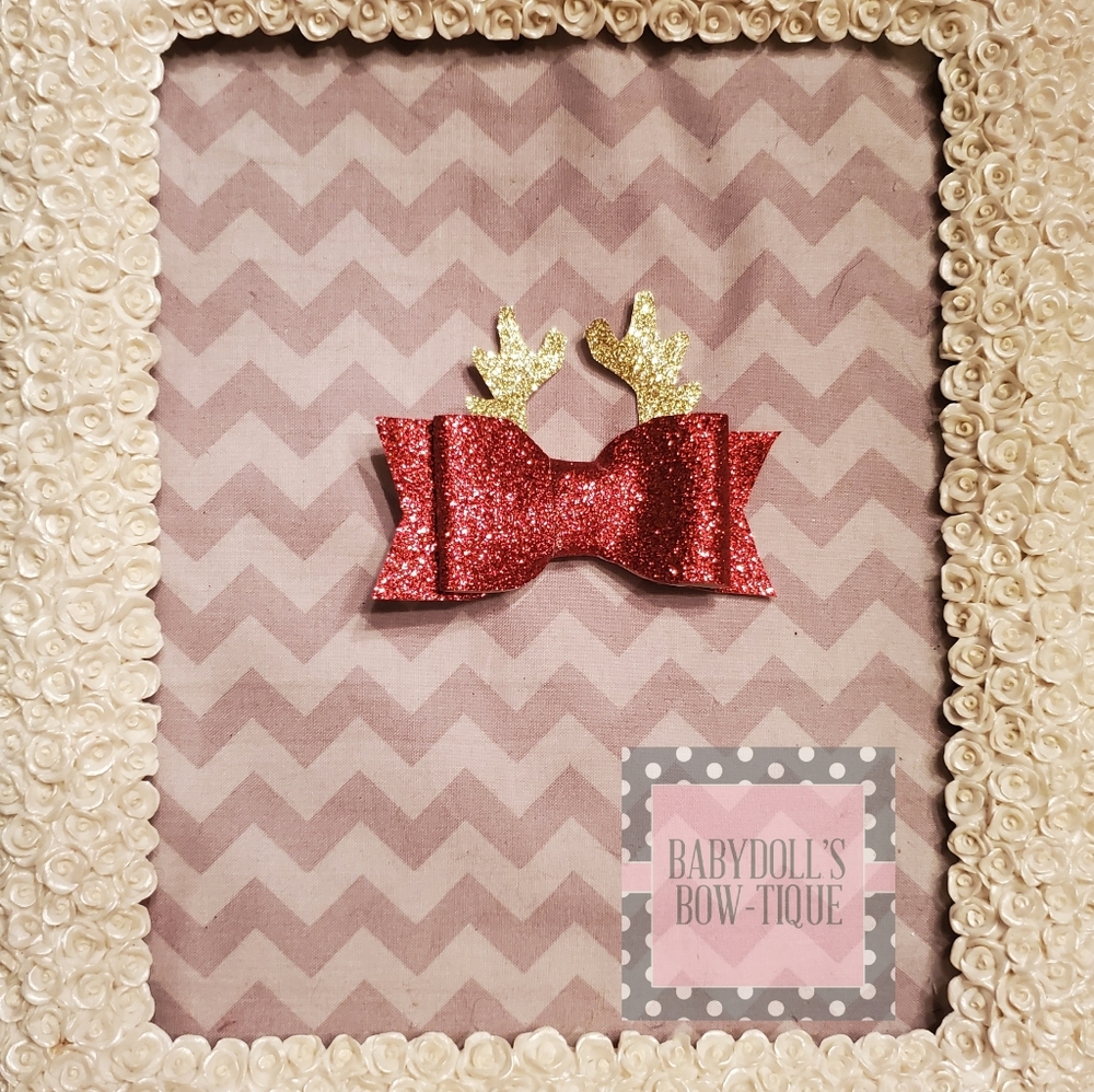 Bow-tique handmade glitter reindeer bow
